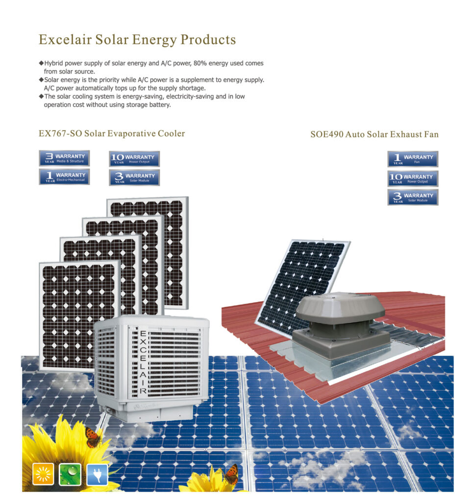Solar Energy Products – Excelair Open Space Cooling System